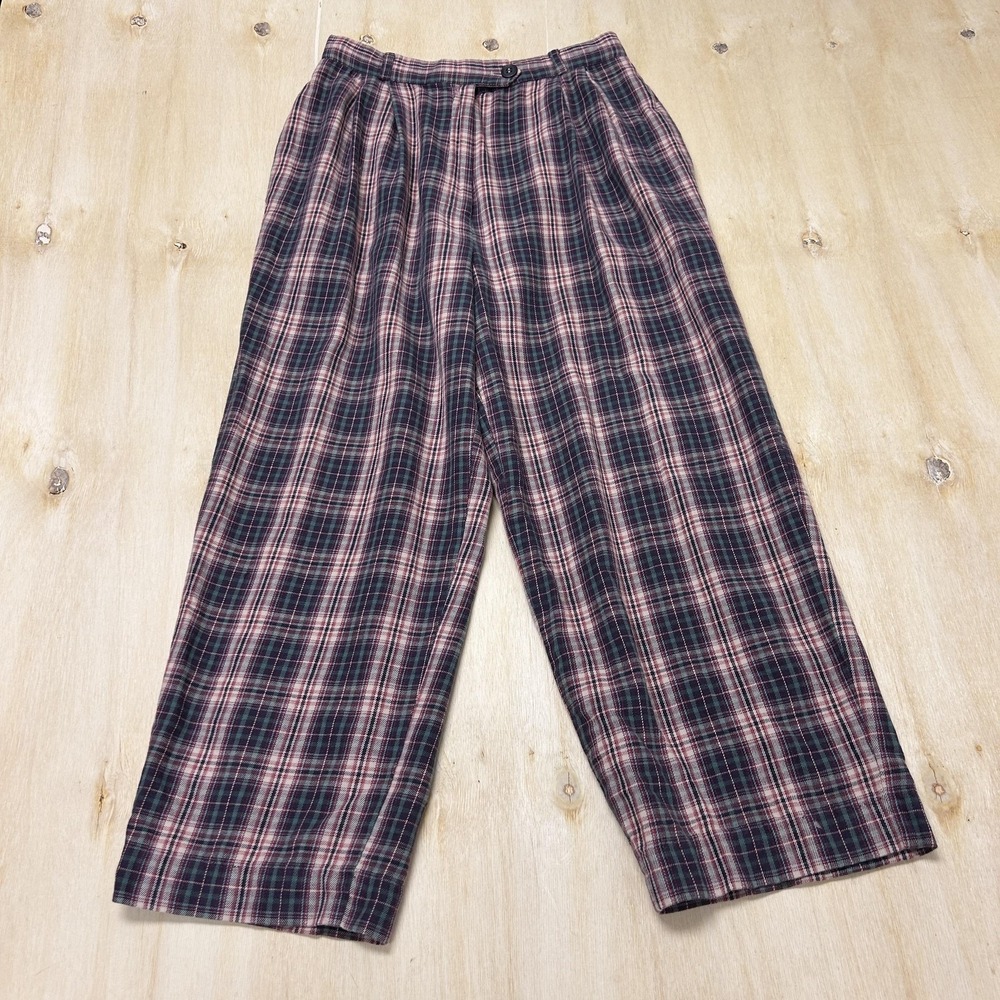 Vintage Portraits By HIS Dress Pants Womens 8 Multi Plaid Flannel Pleated USA